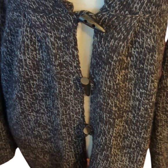 Sophie Max wool blend toggle closure hooded black marled knit cardigan. Sz XS - Picture 2 of 12